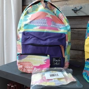Black to school back pack set w face mask